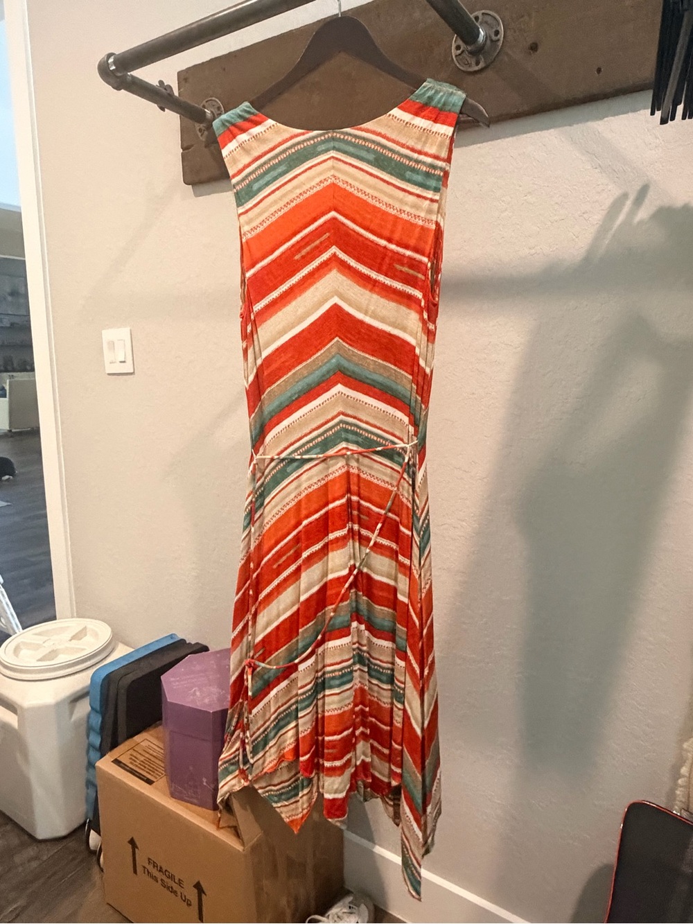 Ralph Lauren Striped V-Neck Maxi Dress - Orange, Cream & Teal - Picture 2 of 3